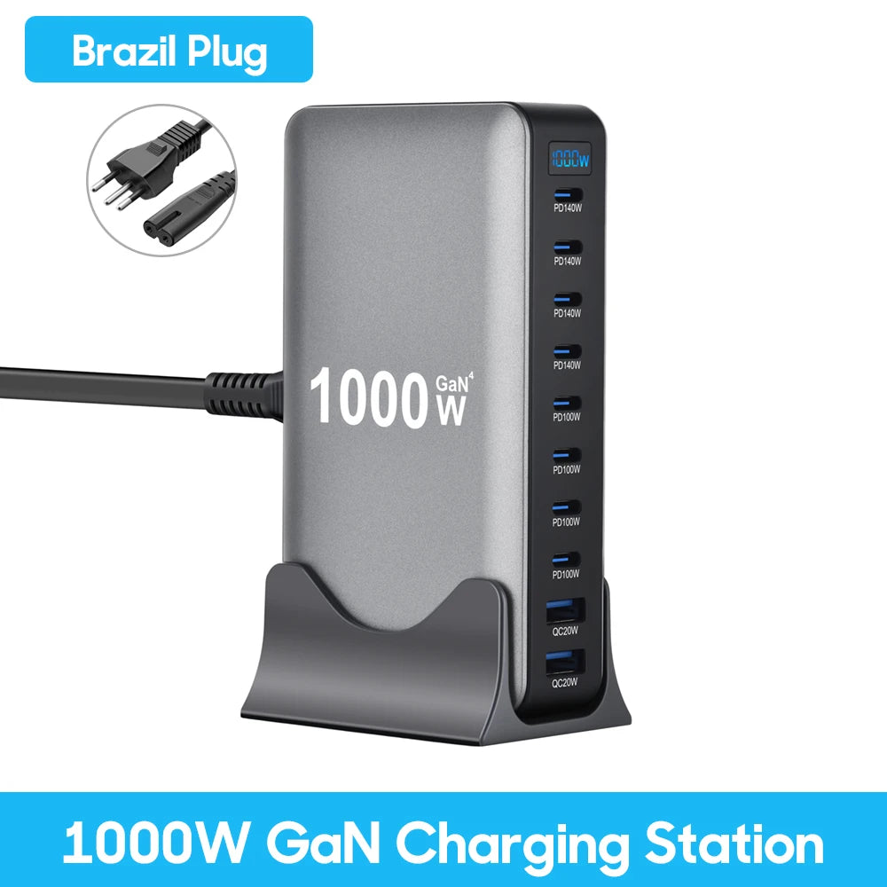 URVNS 1000W GaN USB C PD3.1 Charger Desktop 10 Port