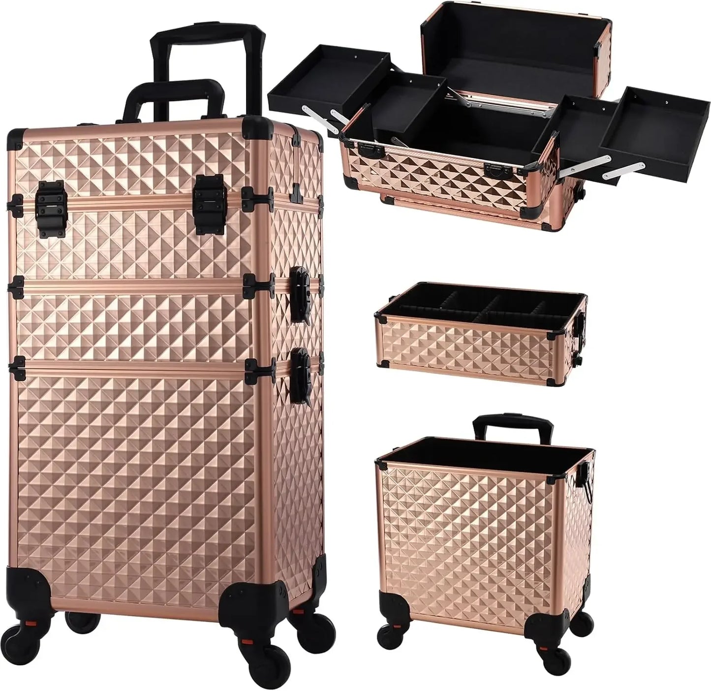 Maxulene Rolling Makeup Case On Wheels 3 In 1 Removable