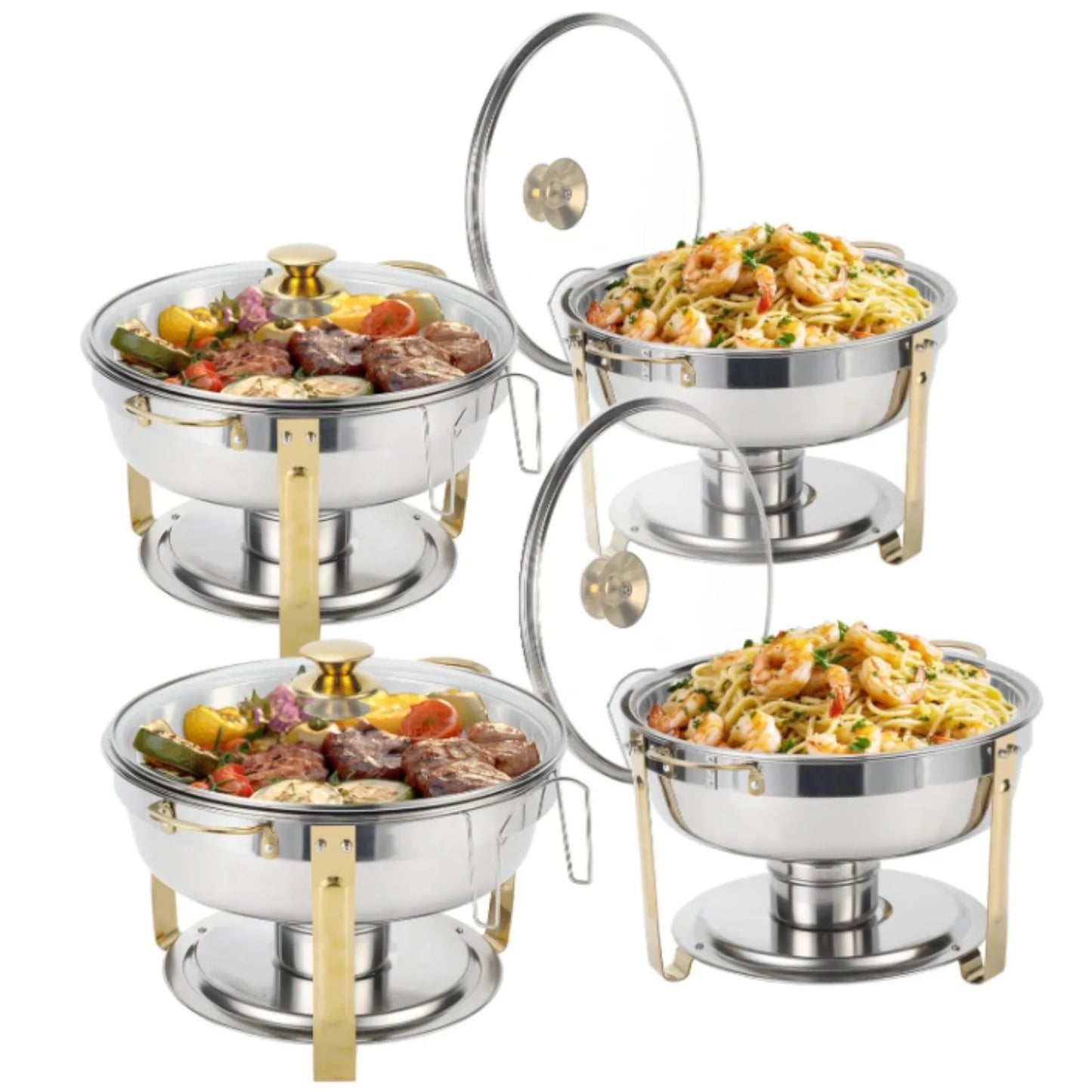 Stainless Steel Chafing Dish Buffet Chafer Pan Glass Lid