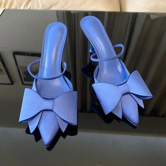 Nuolaian Bow Knot High Heels Sandals Pointed Toe Pumps