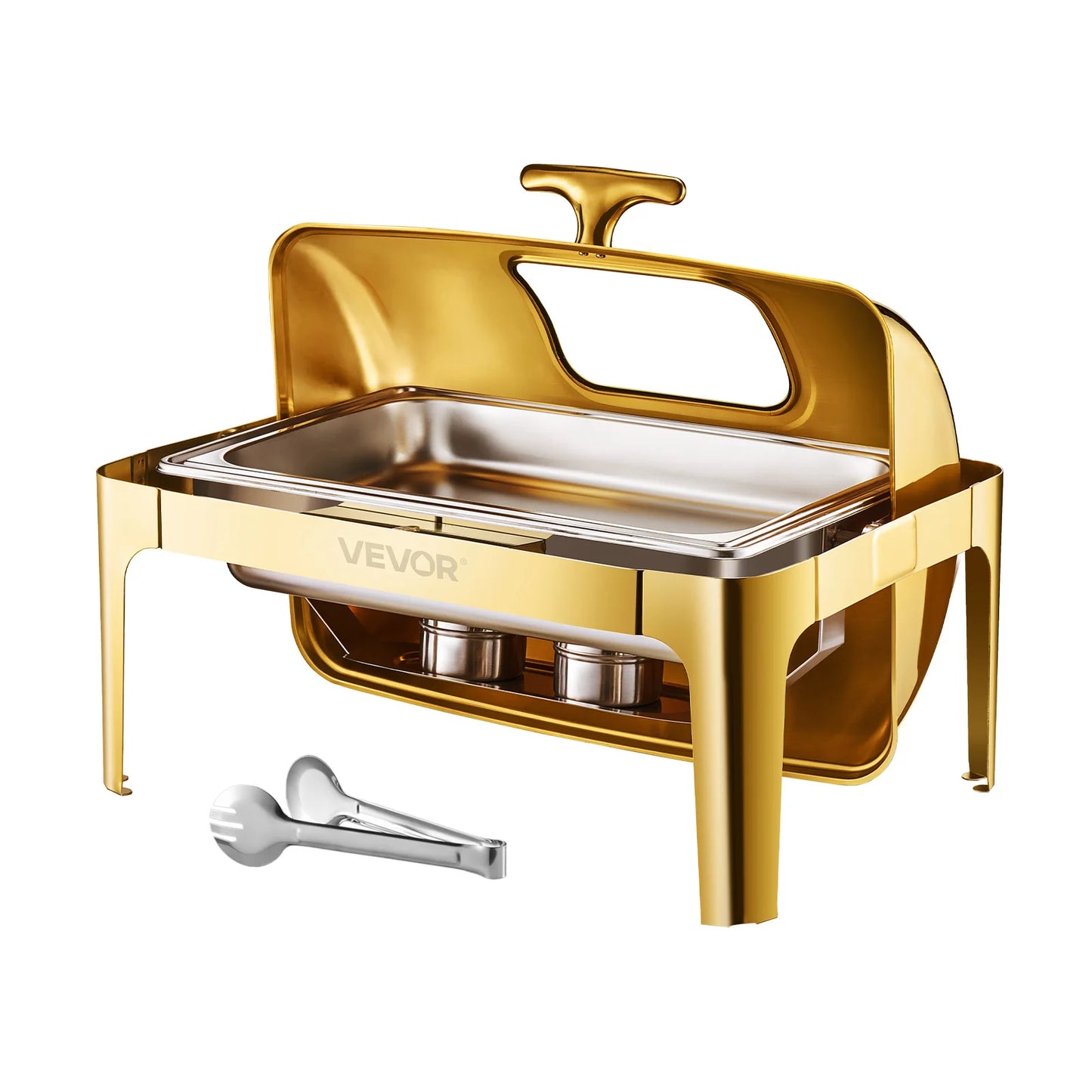 SucceBuy Roll Top Chafing Dish Stainless Steel Chafer With Lid