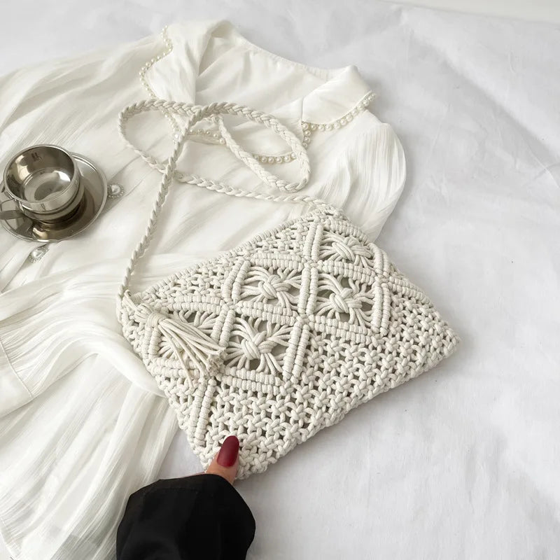 YogodlnsCN Women Straw Messenger Bag Hollow Out Woven Bag