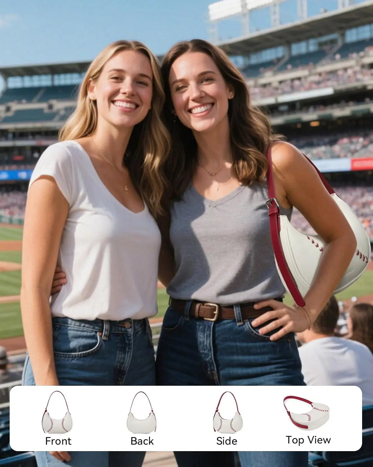 Bostanten Vegan Leather Baseball Purse Hobo Bag for Women