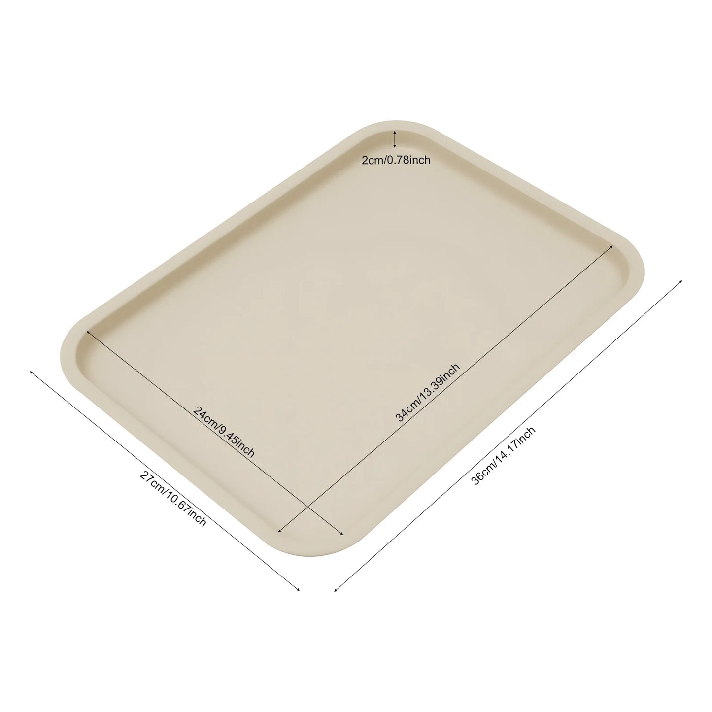 24 Pack Rectangular PP Fast Food Trays 36×27cm Anti-slip Surface Stackable 120℃ Heat Resistant Restaurant Cafeteria Serving Trays Khaki