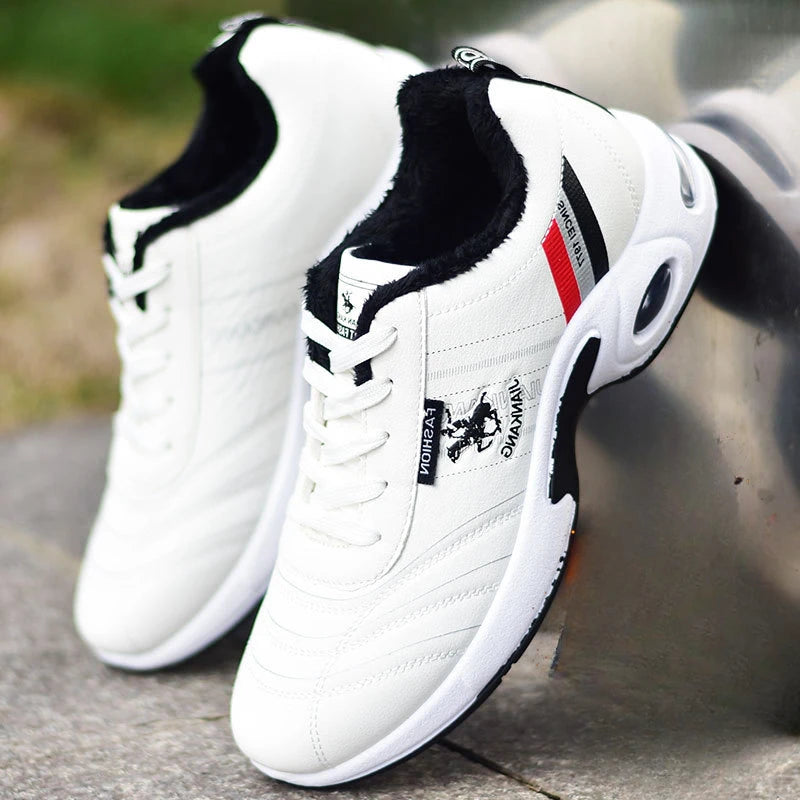 YBQJOO Mens Leather Sneakers Casual Non Slip Running Shoes