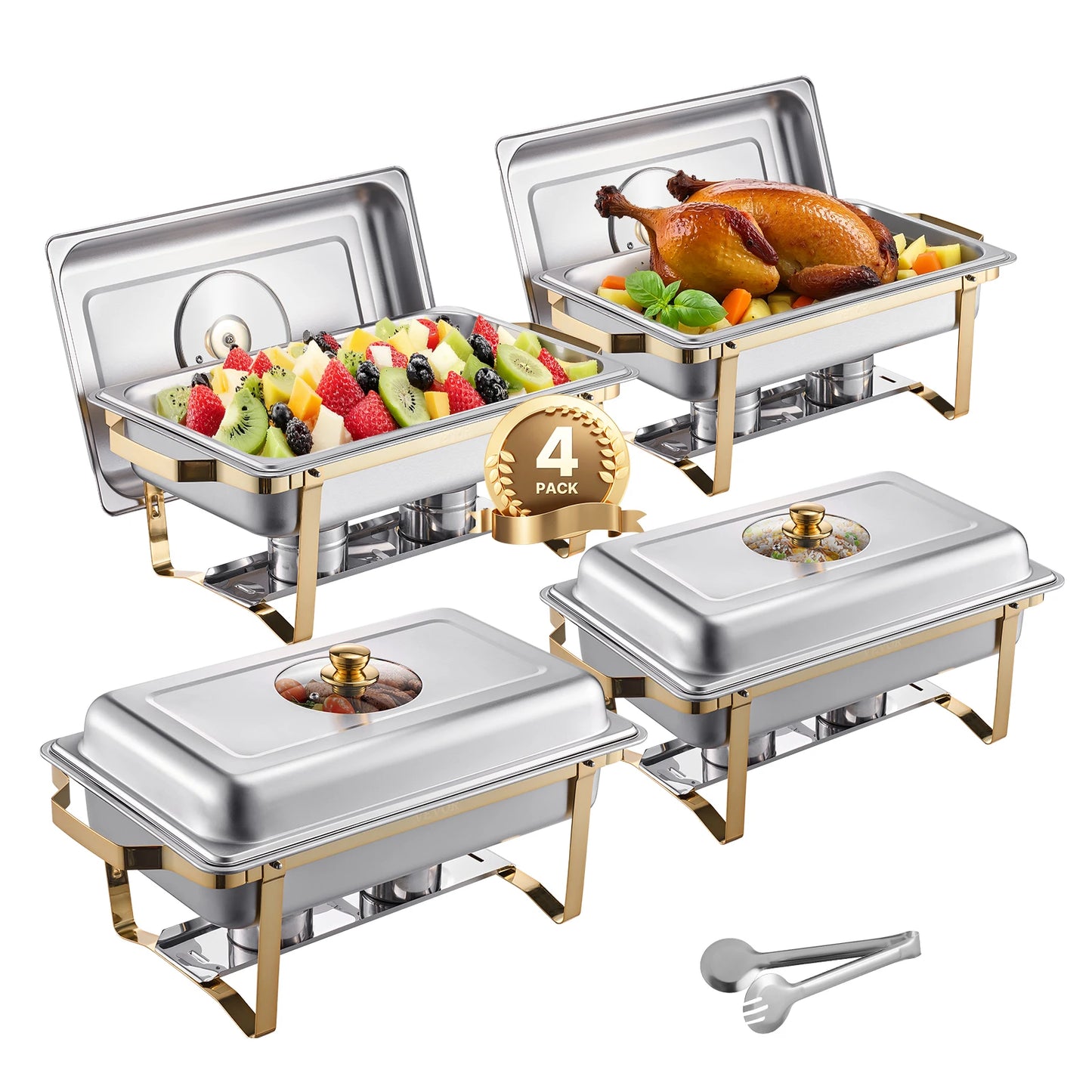 SucceBuy Stainless Steel Chafing Dish Buffet Set 2 Pack Pans