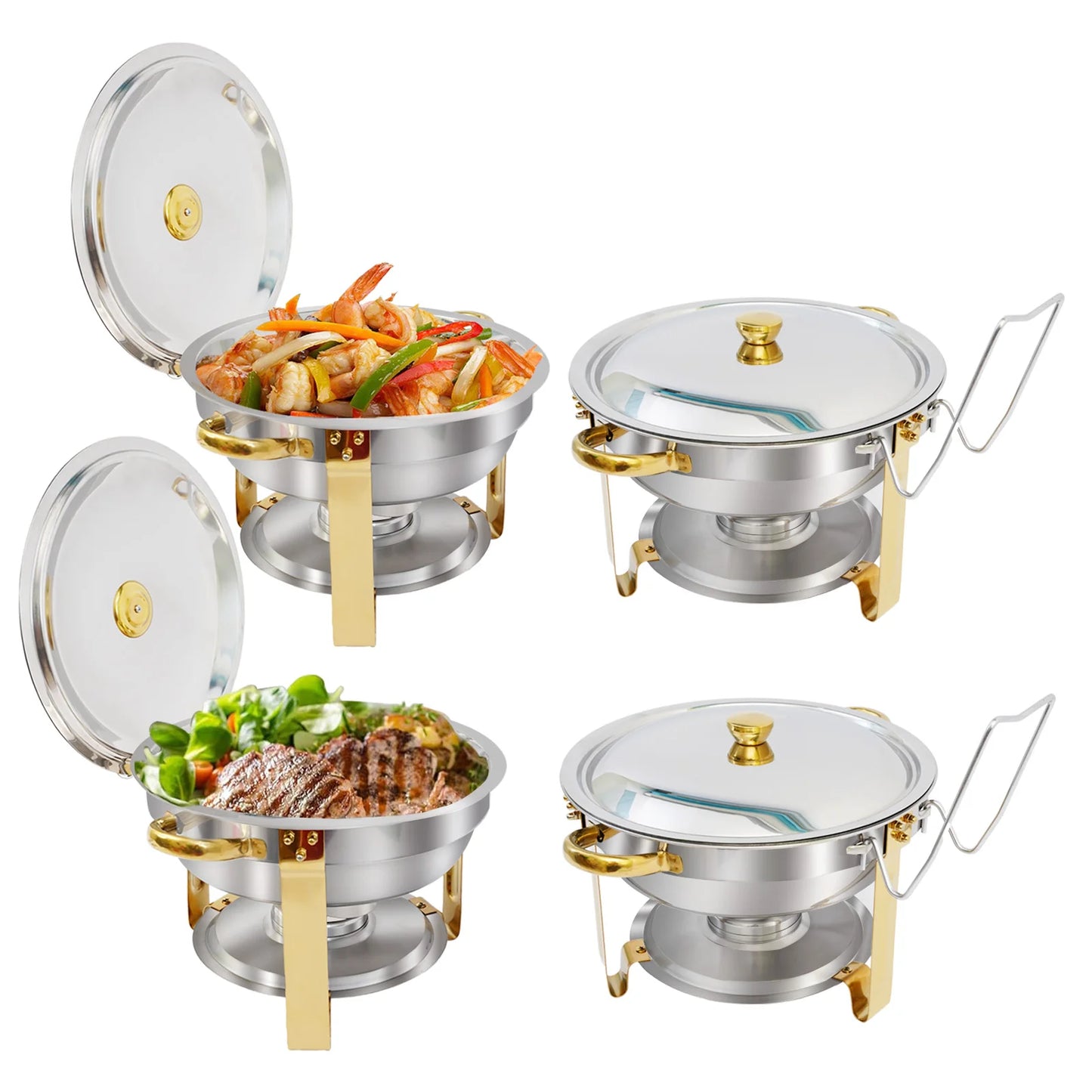 Stainless Steel Round Chafing Dish Buffet Set Warmer