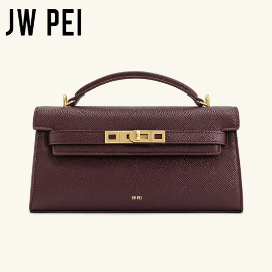 JW PEI Noor Mini Leather Top Handle Handbag Women's Crocodile Embossed Crossbody Purse Elegant Luxury Style Satchel Shoulder Bag