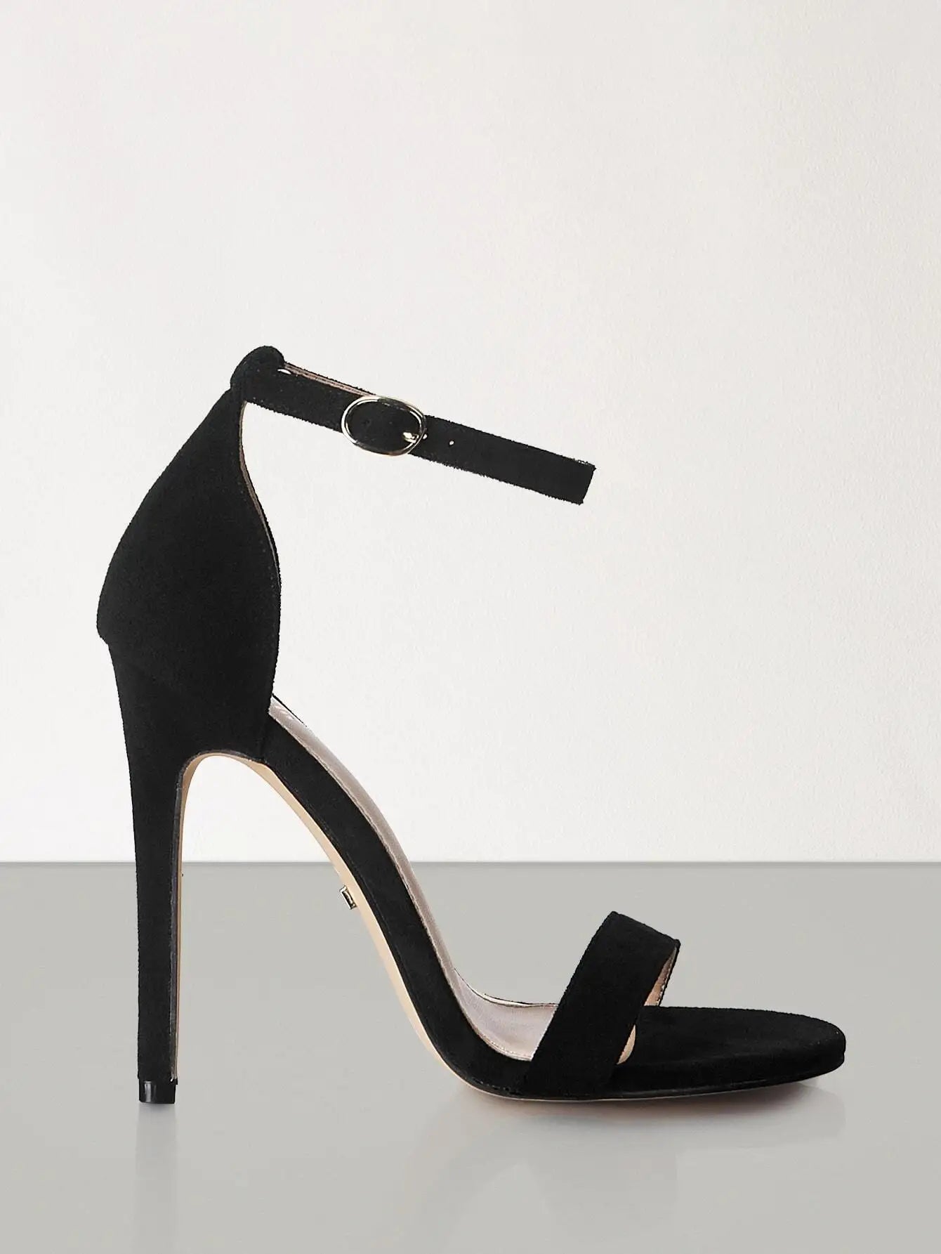 Glass Ankle Strap Sandals Stiletto Heels PU Leather