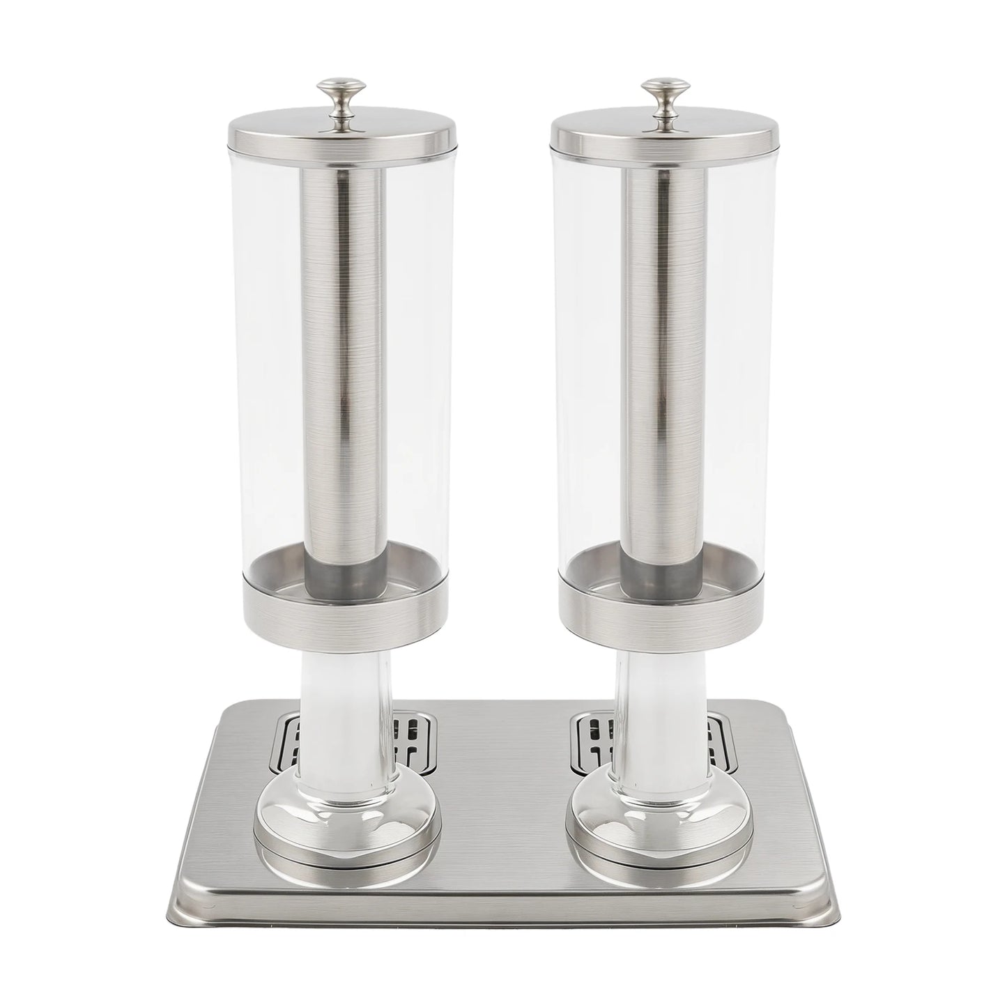 Stainless Steel Drink Dispenser 1.59Gal, 2-Faucet Beverage Dispenser with Centre Ice Core & Drip Trays for Parties