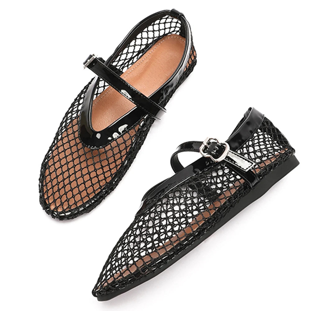 Guangdong Women Mesh Ballet Flats Slip On Ballerina Shoes