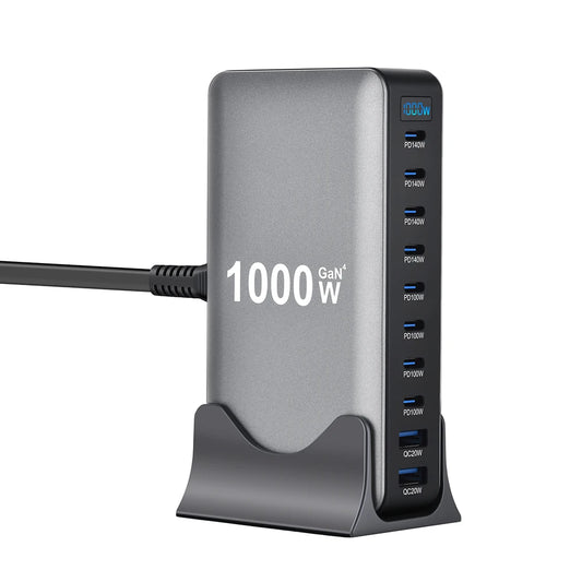 URVNS 1000W GaN USB C PD3.1 Charger Desktop 10 Port