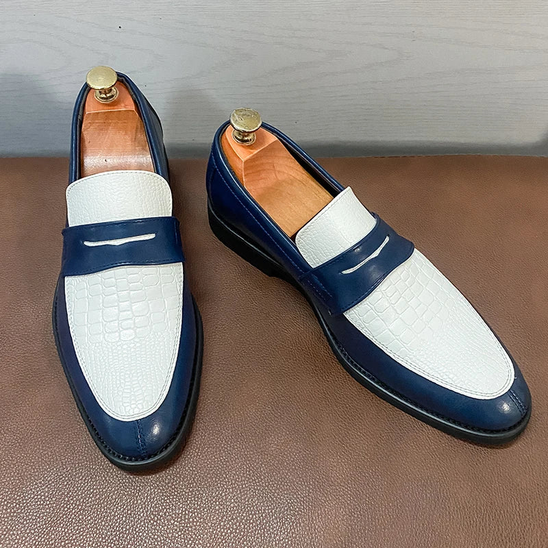 Preautool Mens Leather Slip On Loafers Breathable Dress Shoes Mocassin