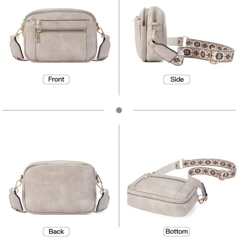 New Quilted Embroidery Grid Colorblocking Retro Shoulder Bag Zipper Shoulder Crossbody Purse Small Square Bag