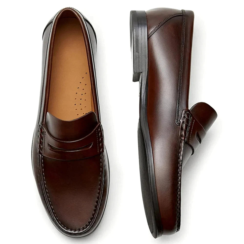 MSEW Mens Calf Leather Slip On Loafers Breathable Comfort