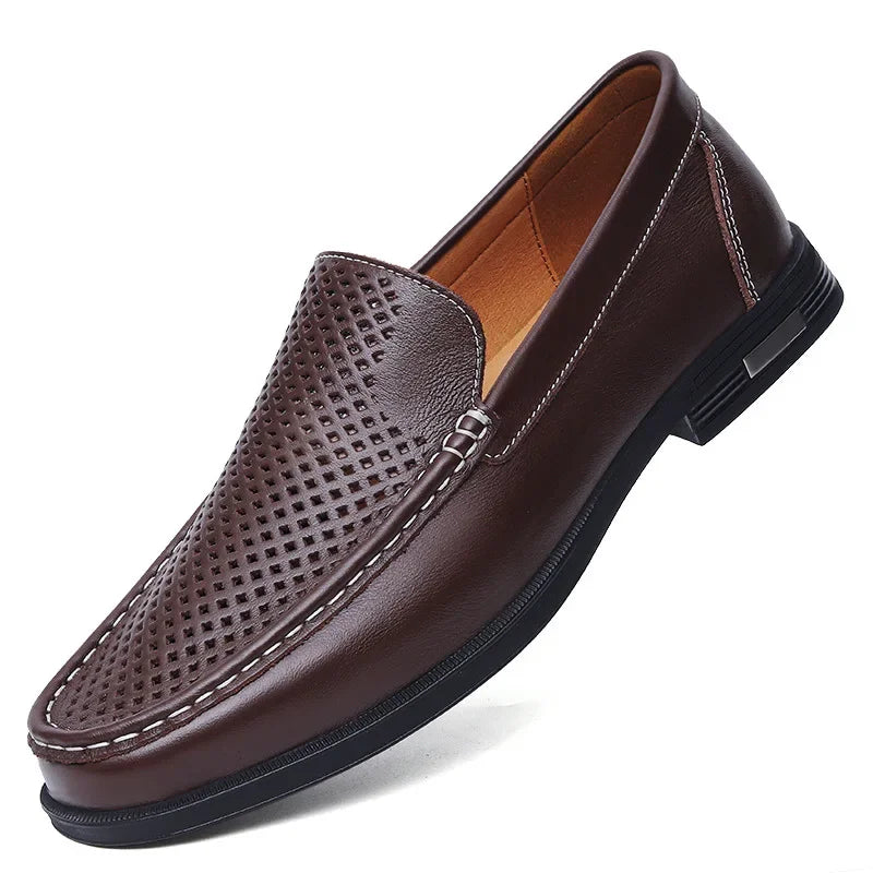 Genuine Leather Mens Dress Shoes Slip On Loafers For Business