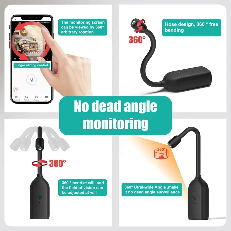 QJ700 Mini WiFi Camera HD 1080P Flexible Lens Cable 2 Way Talk Motion Detection USB Rechargeable Small Wireless WiFi Camera
