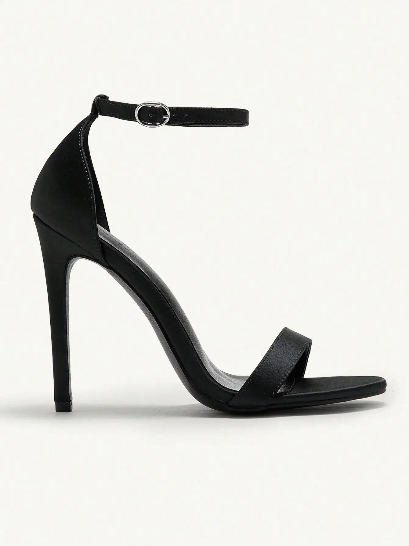 Glass Ankle Strap Sandals Stiletto Heels PU Leather