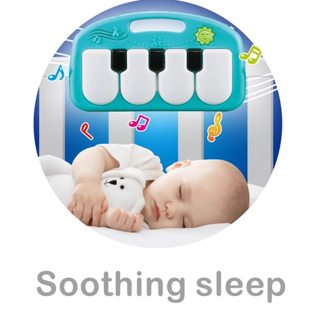 Baby Piano Gym Playmat Music Led Lights Hanging Toys Mirror