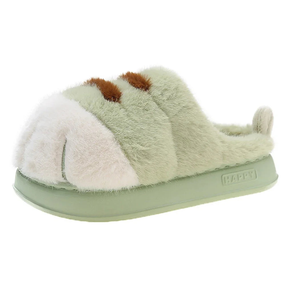 Guangdong CN Cat Paw Plush Slippers Slip On Indoor Winter