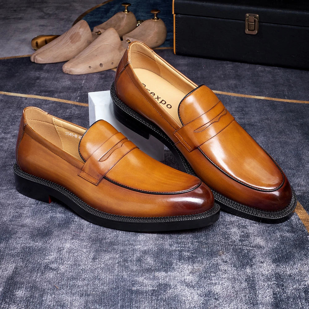 Felix Chu Mens Genuine Leather Loafers Driving Shoes Casual