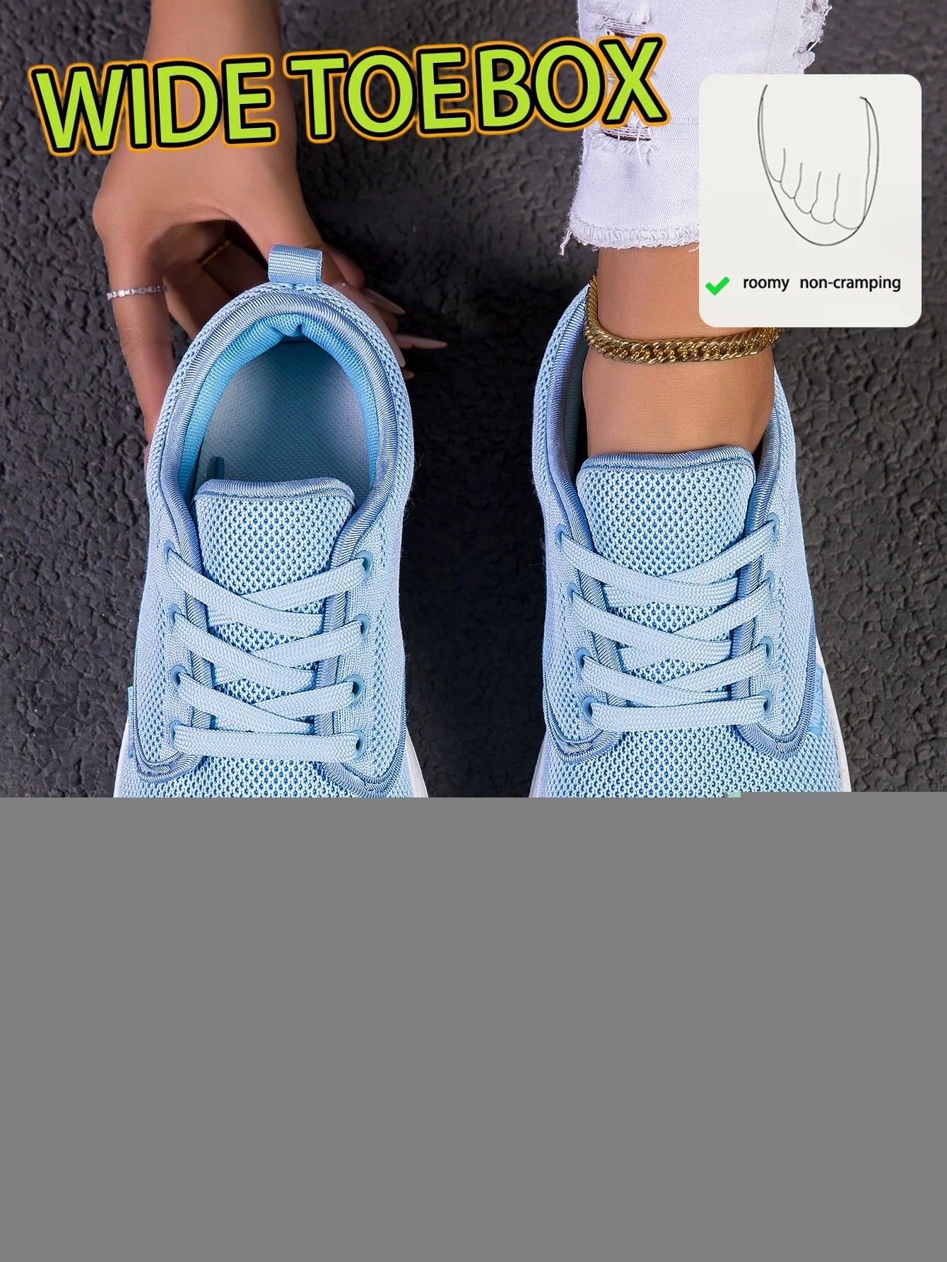 Women Wide Toe Box Walking Shoes Breathable Mesh Sneakers Lightweight