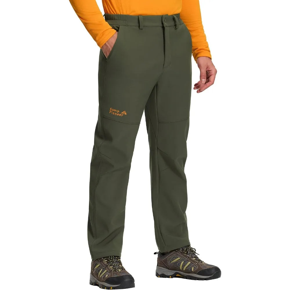 Pioneer Camp Men's Fleece Lined Hiking Pants Insulated Waterproof Softshell Winter Warm Work Snow Ski Pants Snowboard
