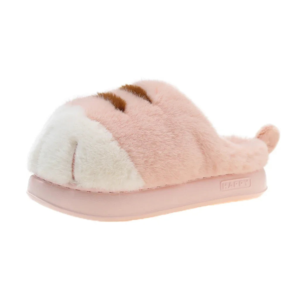 Guangdong CN Cat Paw Plush Slippers Slip On Indoor Winter