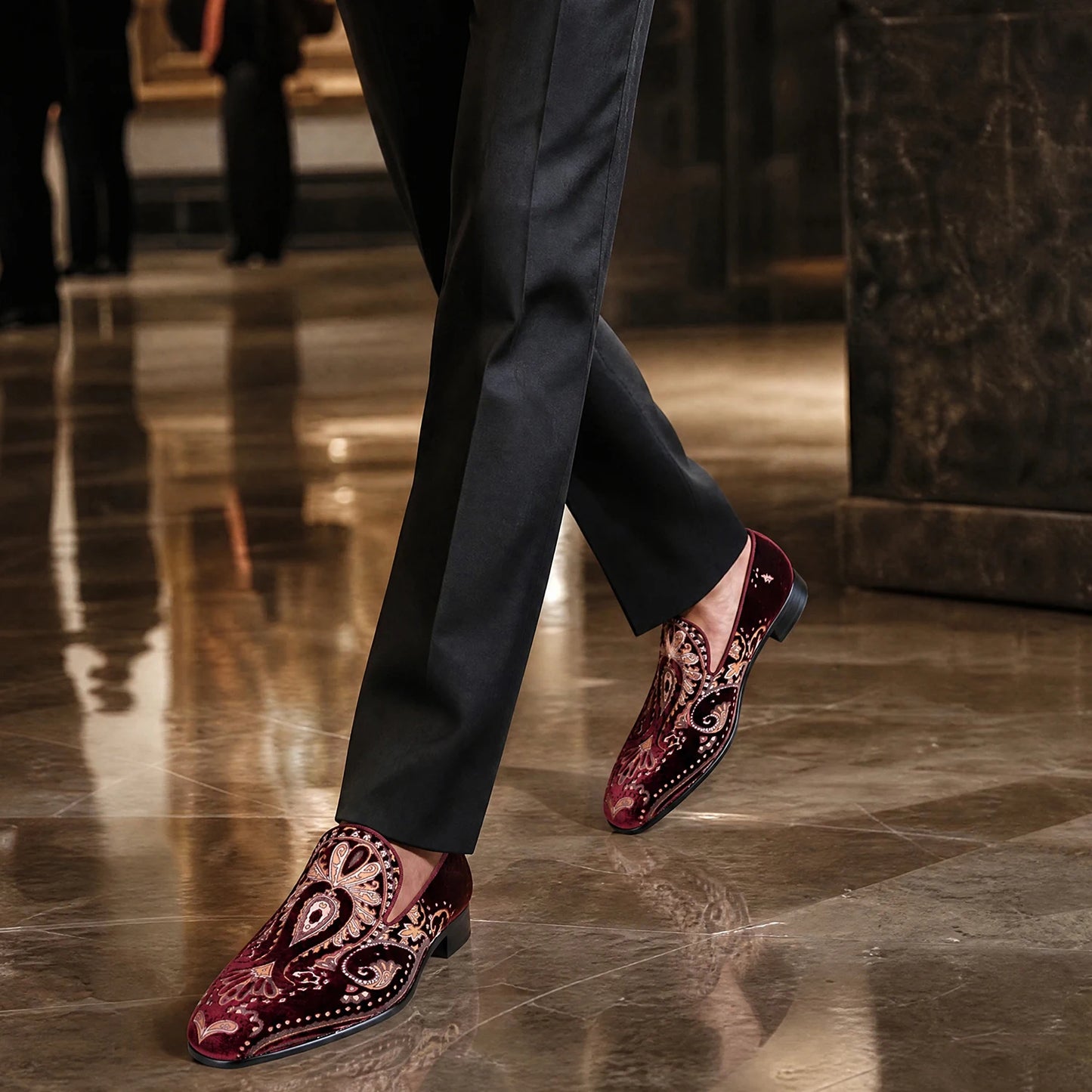 Piergitar Silk Velvet Mens Loafers For Wedding And Party