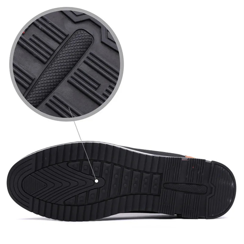 WOSHI Leather Slip On Men Shoes Business Casual Loafers