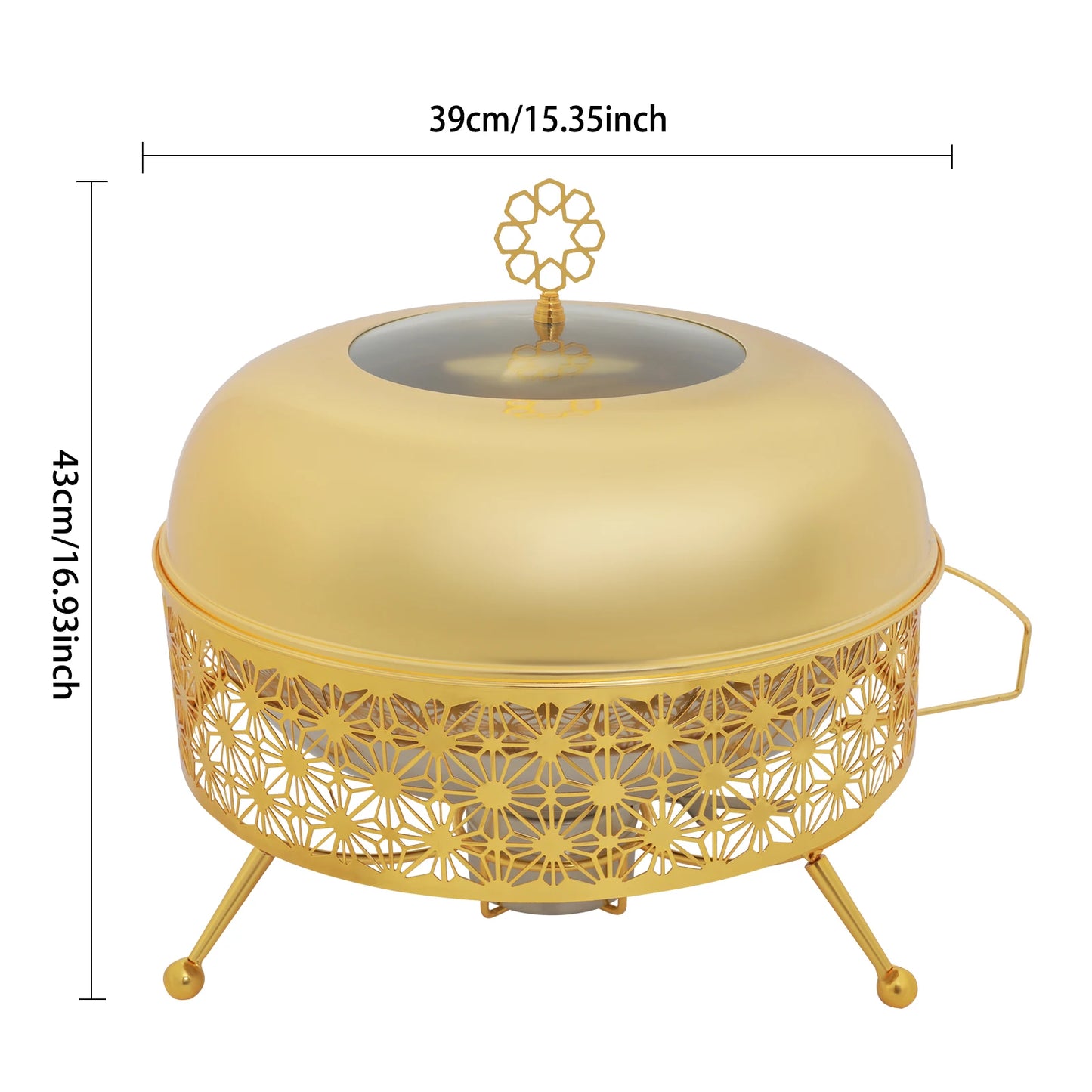 Gold Chafing Dishes for Buffet 8 L/8.38 Quart, Stainless Steel Round Chafer Buffet Servers and Warmers Set Large Food Warmer Chafer, for Weddings, Parties, Banquets, and Restaurants (8L/8.38QT)