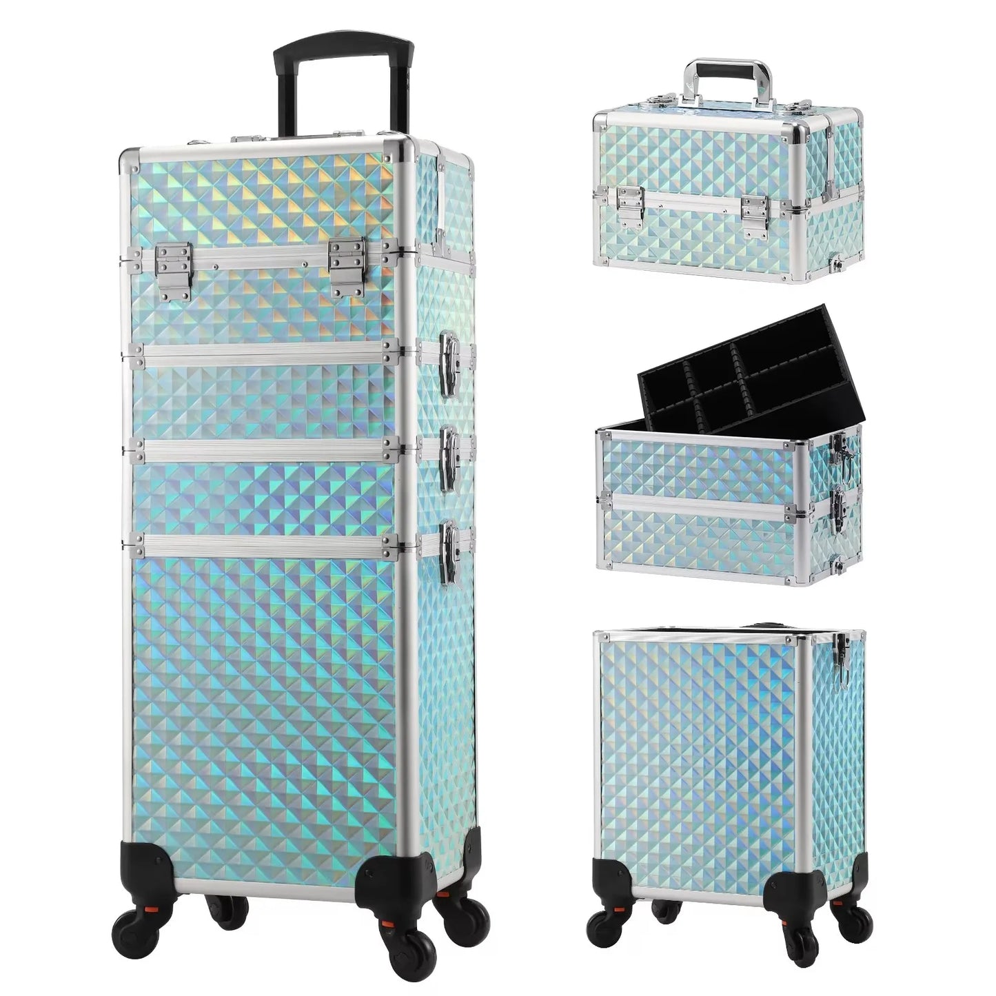 MaxuleneCN Makeup Trolley Case On Wheels Detachable 4 In 1