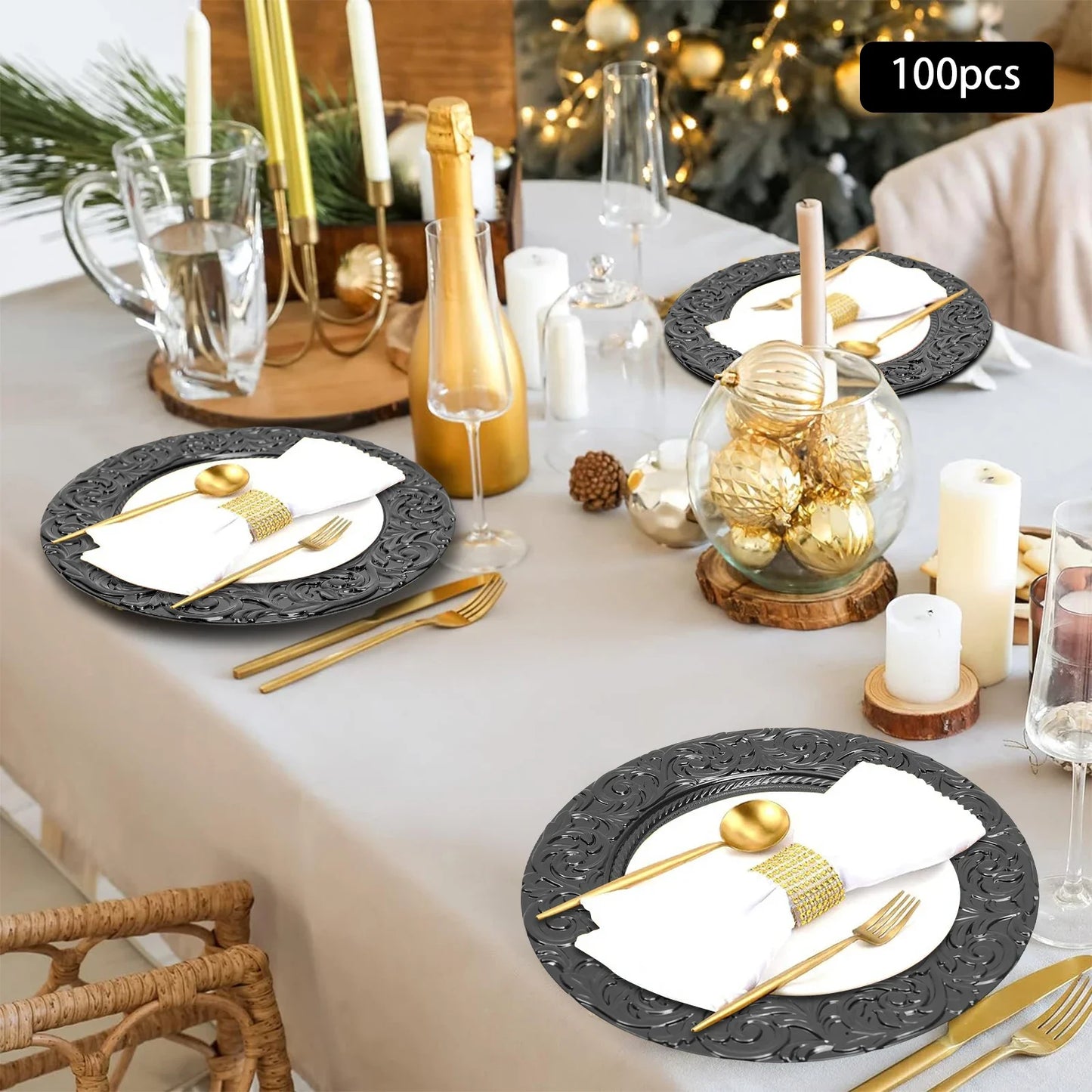 Bymaocar Charger Plates Set Elegant Round Serving Plates