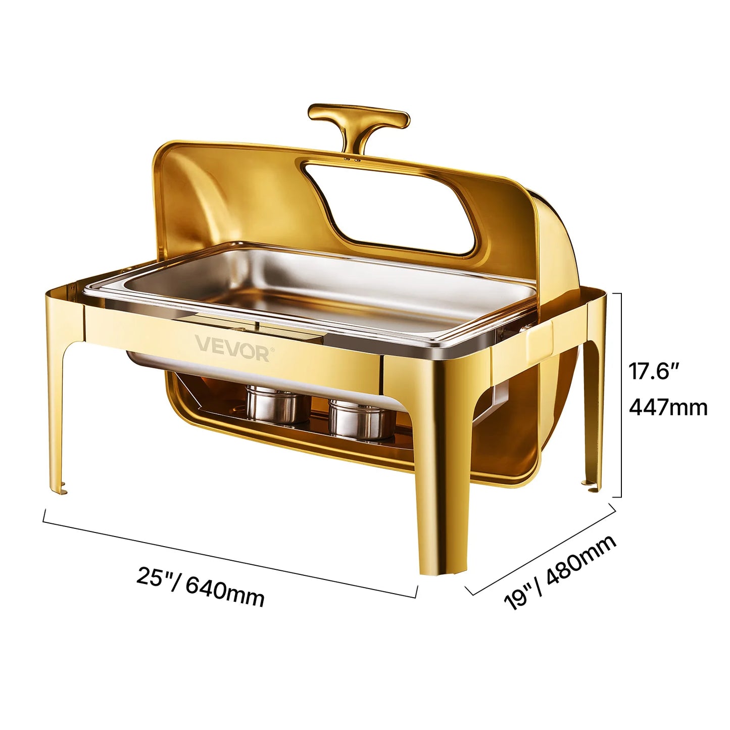 SucceBuy Roll Top Chafing Dish Stainless Steel Chafer With Lid