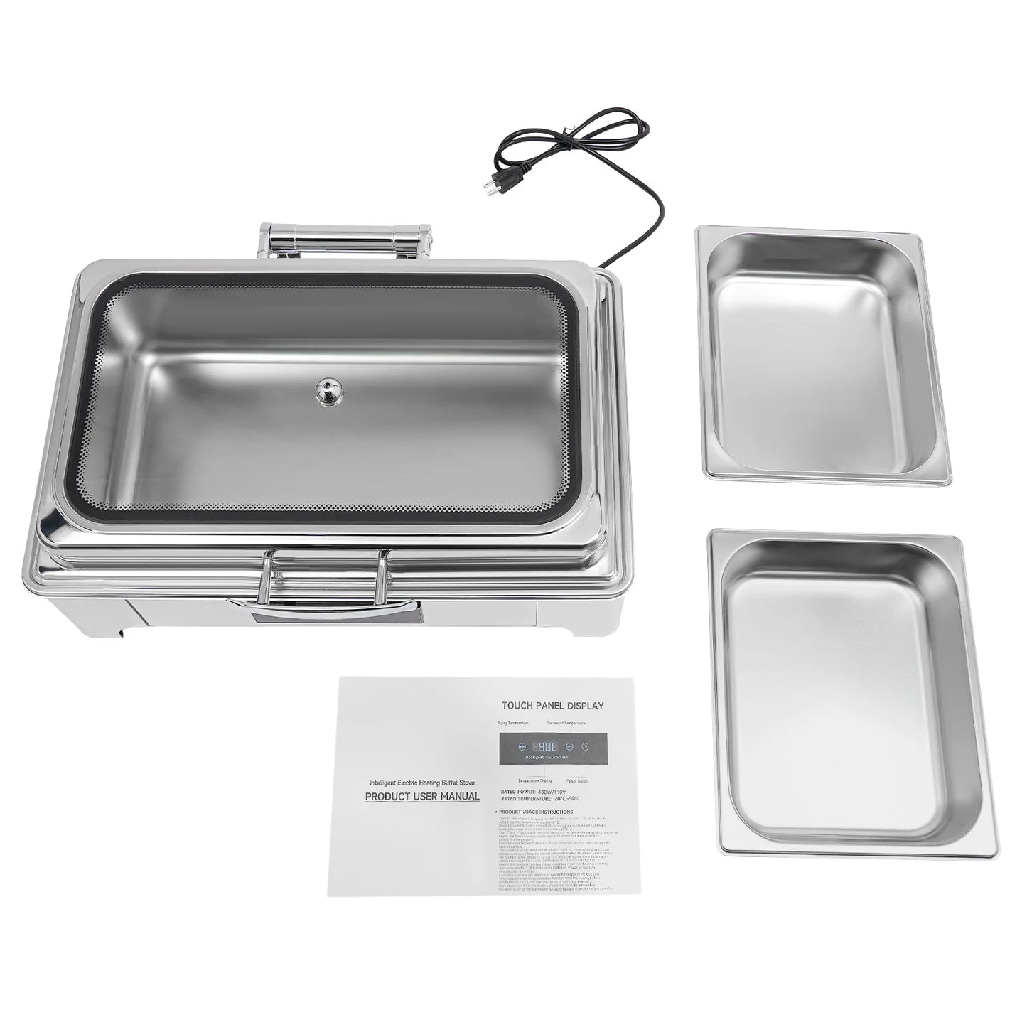 Electric Heating Chafing Dish Buffet Warmer Stainless Steel 9L Capacity