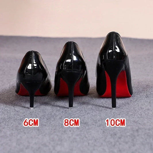 Women Leather High Heel Pumps for Banquet Wedding Dress Shoes