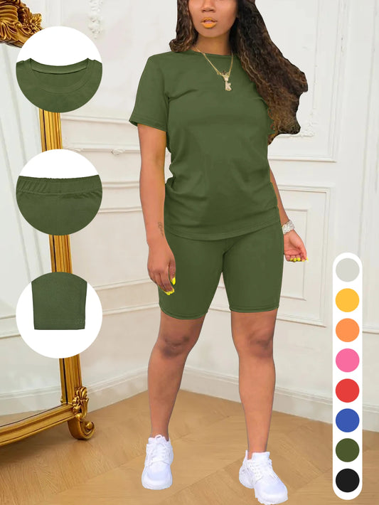 New Summer Women's Short Sleeve and Shorts Casual Set