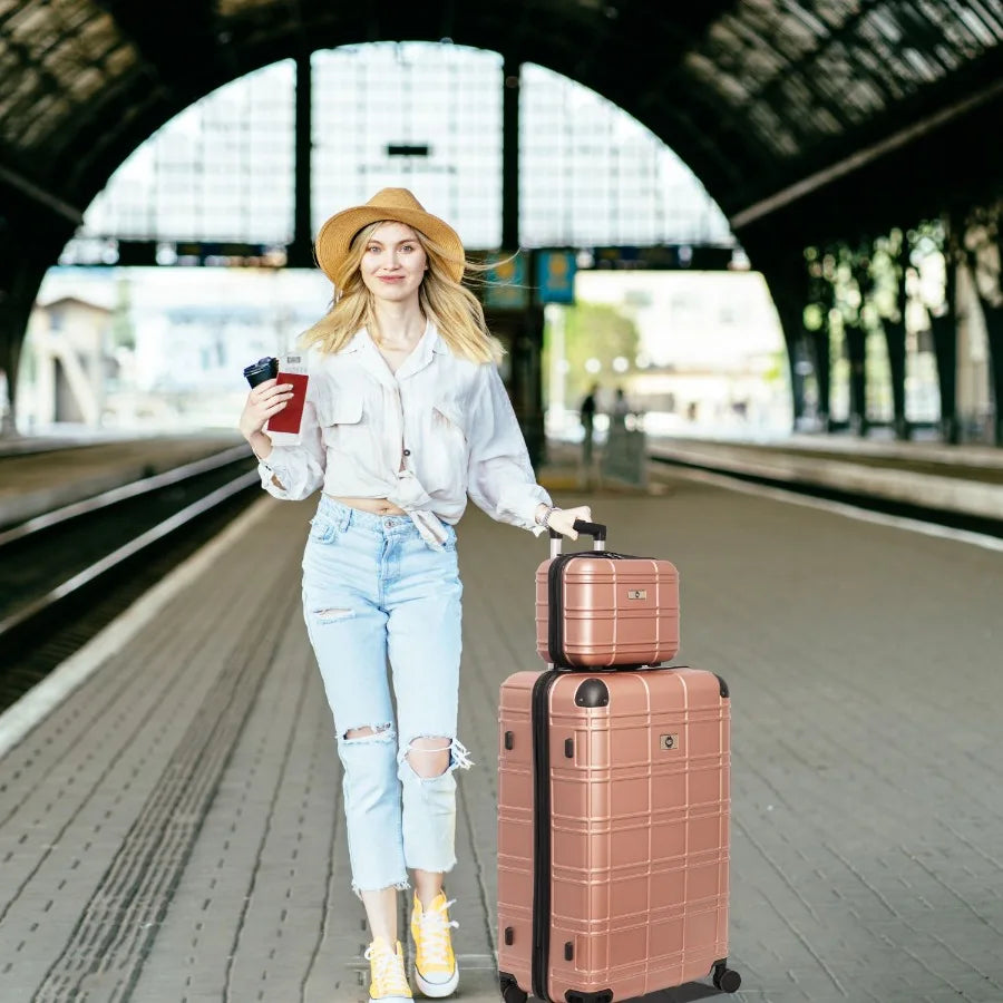 Hardside Luggage Set 4 Piece ABS PC Spinner Wheels TSA Lock