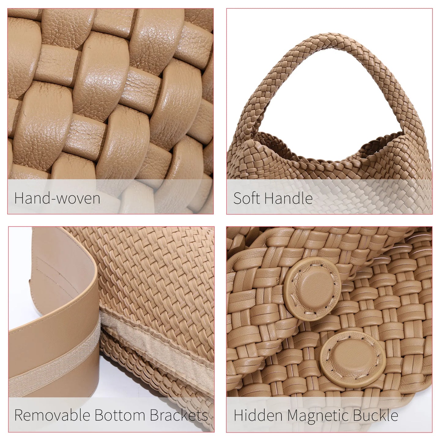Woven Tote Bag for Women Fashion Shoulder Bag Hobo Handbag Travel Top-handle Underarm Bag with Purse Beach Travel Handmade Work Commuter Day Bags