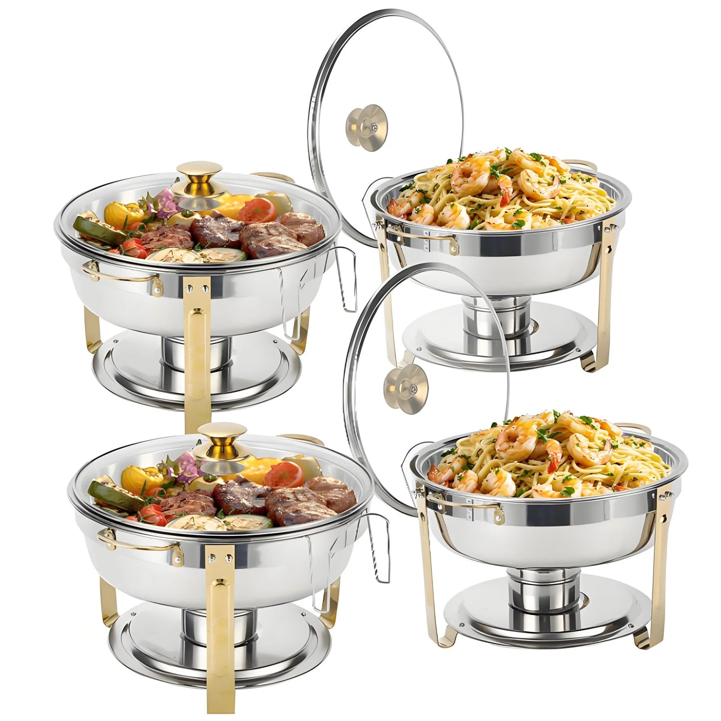 Stainless Steel Chafing Dish Chafer Pan With Glass Lid