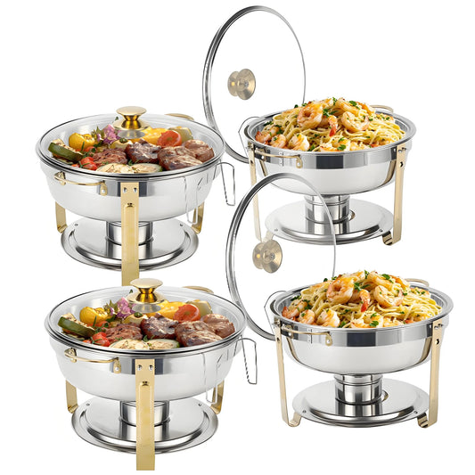 Stainless Steel Chafing Dish Chafer Pan With Glass Lid