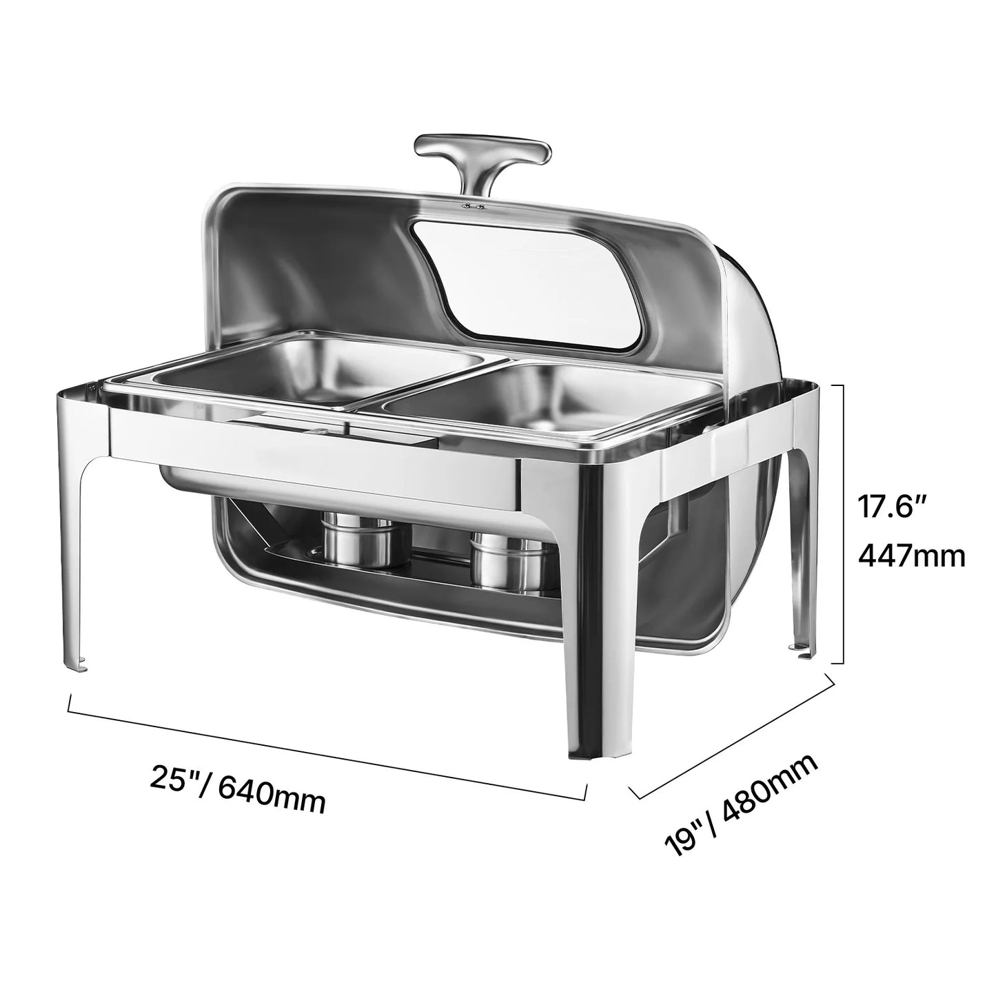 SucceBuy Roll Top Chafing Dish Stainless Steel Chafer With Lid