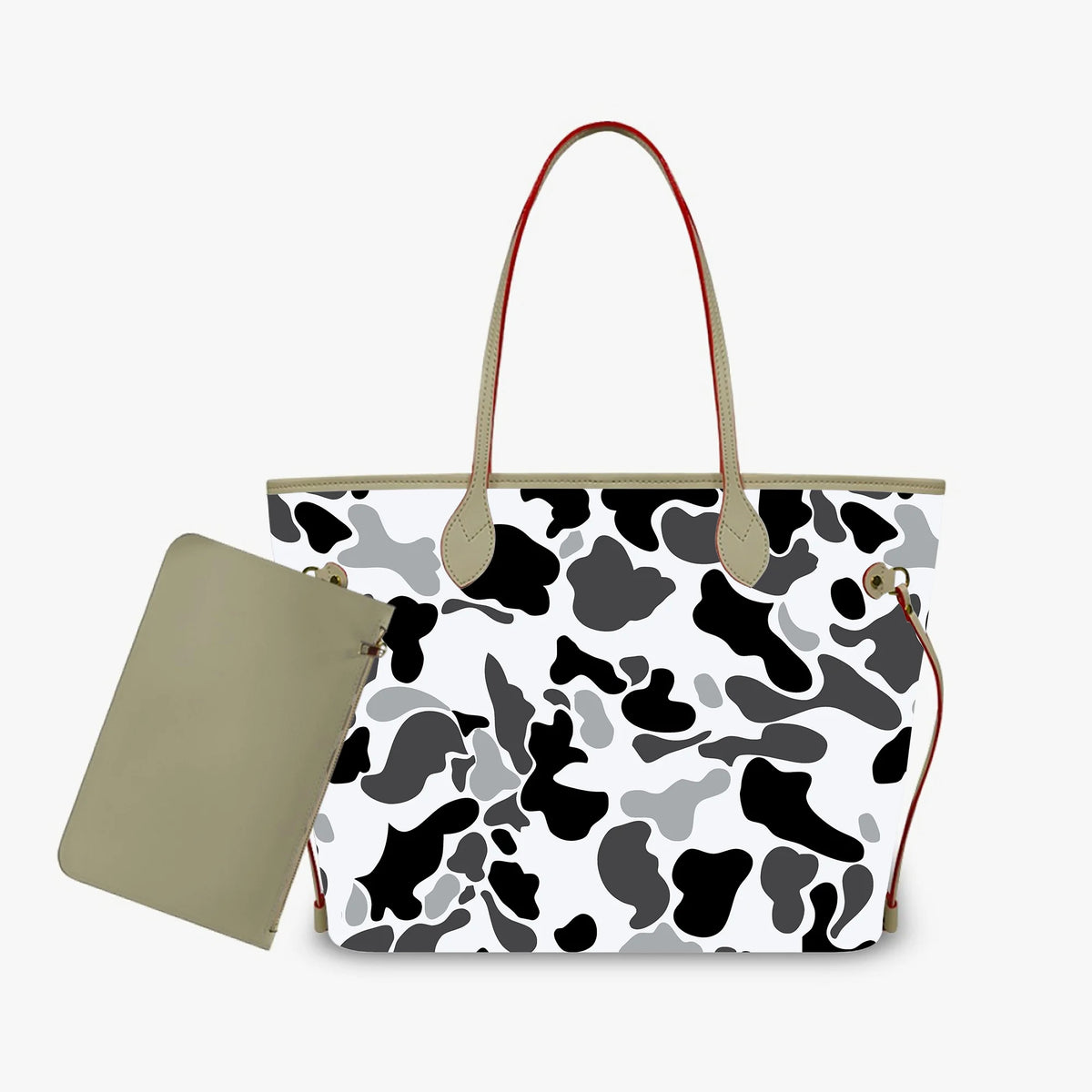 Customized Minimalist Madam Shoulder Tote Bag Green Camo Handbags and Purse Madam 2pcs Cloud Camo PU Leather Purse and Wallet