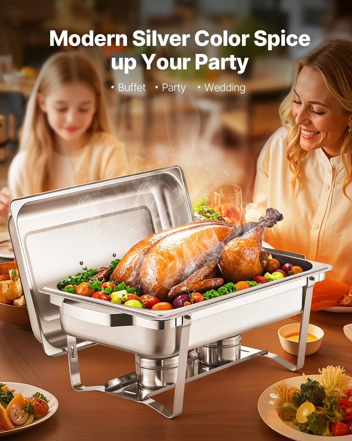 SucceBuy Stainless Steel Chafing Dish Buffet Set With Lid