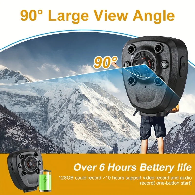 Mini Body Camera Video Recorder Built-in 32GB Memory Card with Night Vision IR & Loop Record HD 1080P, 4-6 HR Battery Life Wear