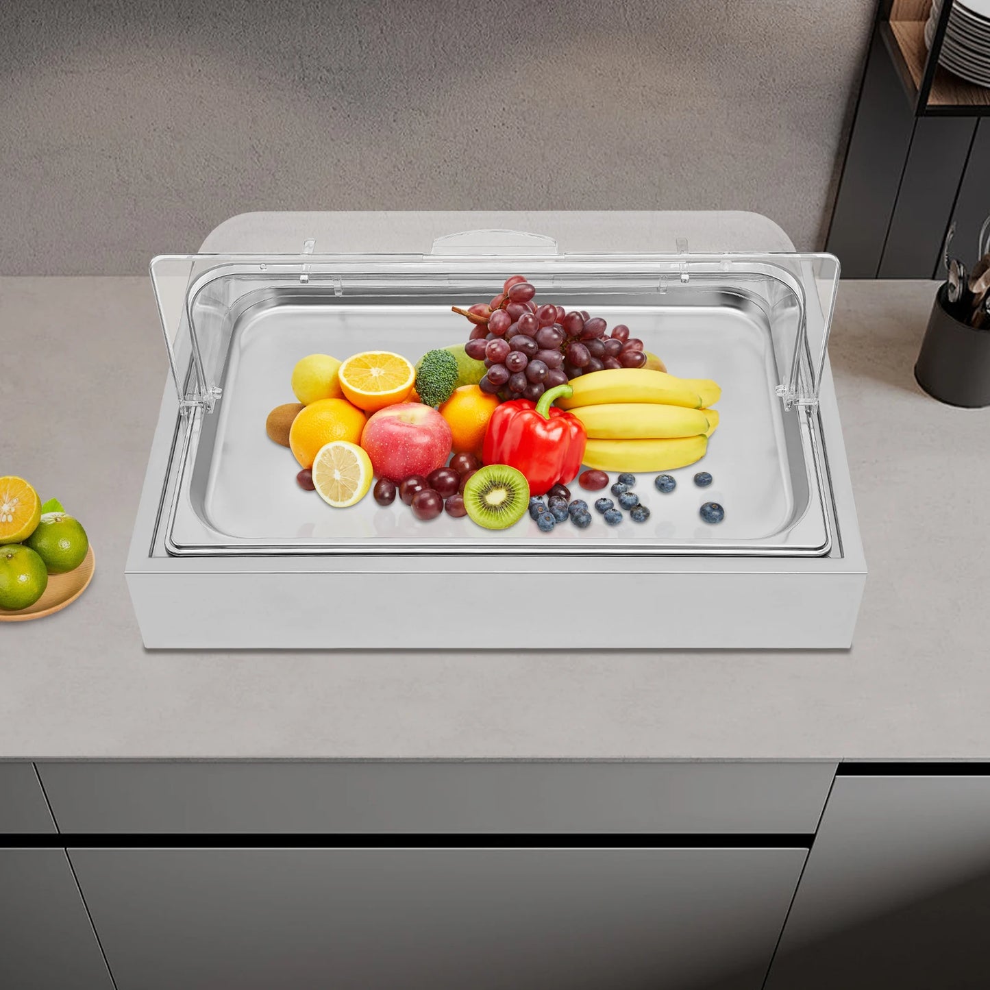 Bymaocar Stainless Steel Ice Display Tray Built In Pan