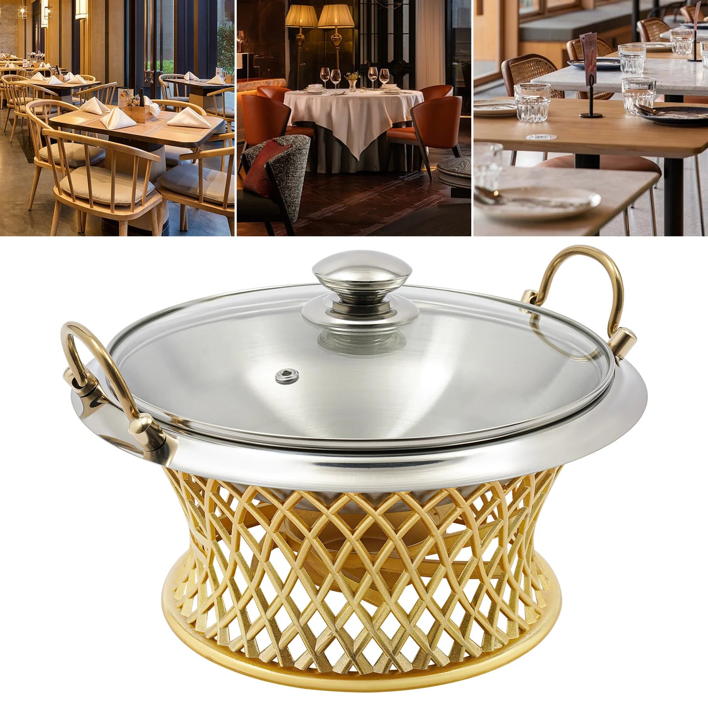 Hign-concerned Round Chafing Dish With Lid Catering Buffet