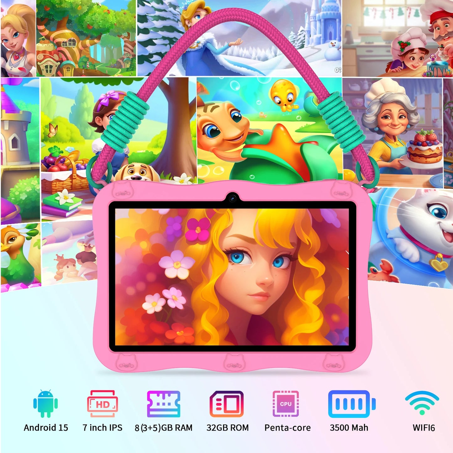 PRITOM Kids Tablet Android Parental Controls 8GB RAM 32GBROM