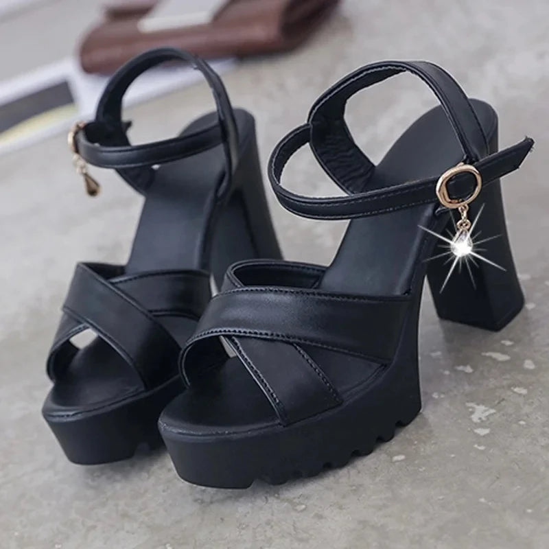 YEAE Women Platform Wedges Sandals Open Toe Buckle Shoes