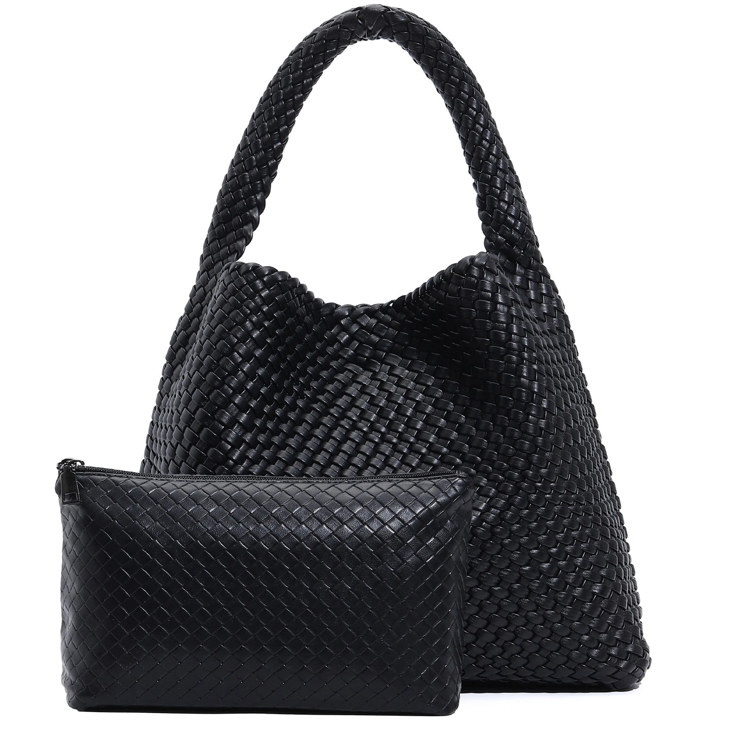Woven Tote Bag for Women Fashion Shoulder Bag Hobo Handbag Travel Top-handle Underarm Bag with Purse Beach Travel Handmade Work Commuter Day Bags